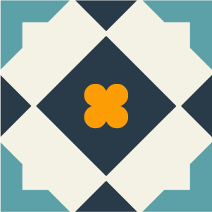Decorative cement tile Caro II with flowers and petals, diamonds and rhombi